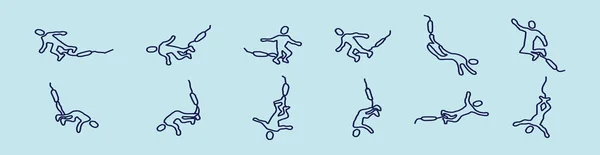 Set Von Bungee Jumping Cartoon Ikone Design Vorlage Mit Verschiedenen — Stockvektor
