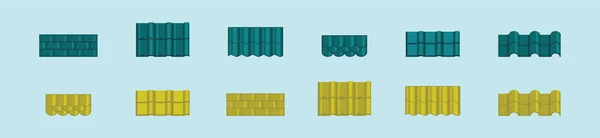 Set Von Dachziegeln Cartoon Ikone Design Vorlage Mit Verschiedenen Modellen — Stockvektor