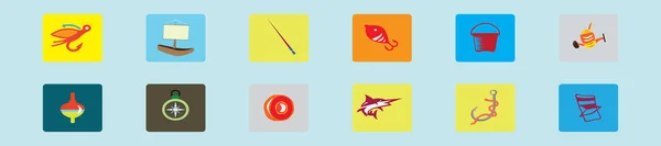 Набір Шаблонів Дизайну Іконок Риболовлі Різними Моделями Сучасні Векторні Ілюстрації — стоковий вектор