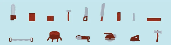 Set Lumberjacks Cartoon Icon Design Template Various Models Modern Vector — Stock Vector