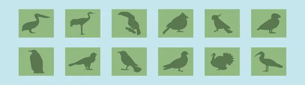 Conjunto Aves Desenho Animado Ícone Modelo Com Vários Modelos Ilustração — Vetor de Stock