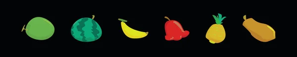 Ensemble Fruits Dessin Animé Icône Modèle Conception Avec Divers Modèles — Image vectorielle