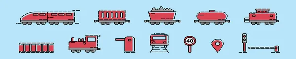 Conjunto Dibujos Animados Tren Icono Plantilla Diseño Con Varios Modelos — Vector de stock