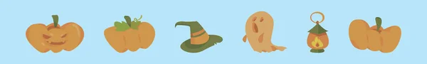 Ensemble Modèle Dessin Animé Citrouille Halloween Avec Divers Modèles Illustration — Image vectorielle