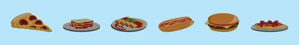 Set Von Köstlichen Lebensmitteln Cartoon Icon Design Vorlage Mit Verschiedenen — Stockvektor