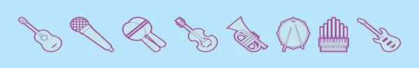 Conjunto Instrumentos Música Icono Dibujos Animados Plantilla Diseño Con Varios — Vector de stock