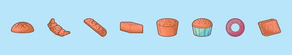Set Raisins Breads Cartoon Icon Design Template Various Models Modern — Stock Vector