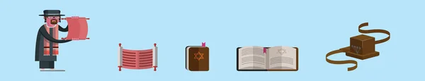 Conjunto Tradición Judía Plantilla Diseño Icono Dibujos Animados Con Varios — Archivo Imágenes Vectoriales