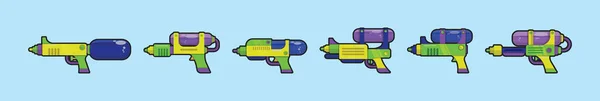 Ensemble Modèle Dessin Animé Pistolet Eau Avec Divers Modèles Illustration — Image vectorielle