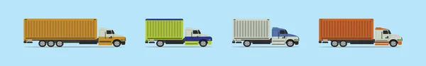 Set Von Camion Car Cartoon Icon Design Template Mit Verschiedenen — Stockvektor