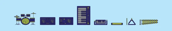 Набор Шаблонов Оформления Иконок Музыкальных Инструментов Различными Моделями Современная Векторная — стоковый вектор
