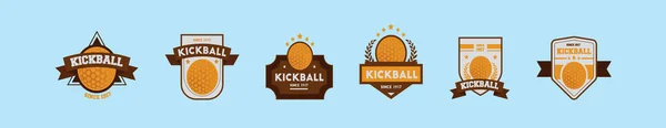 Uppsättning Kickball Logotyp Tecknad Ikon Design Mall Med Olika Modeller Stockvektor