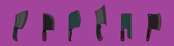 Conjunto Cleaver Plantilla Diseño Icono Dibujos Animados Con Varios Modelos — Vector de stock