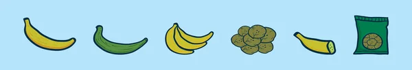 Conjunto Plátano Plátano Icono Dibujos Animados Plantilla Diseño Con Varios — Archivo Imágenes Vectoriales