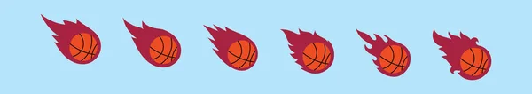 一套防火卡通图标上的篮球设计模板与各种型号 蓝色背景上孤立的现代矢量图解 — 图库矢量图片