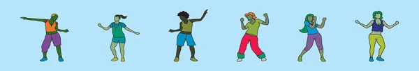 Conjunto Dibujos Animados Baile Icono Plantilla Diseño Con Varios Modelos — Vector de stock