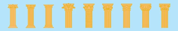 Σύνολο Της Ρωμαϊκής Πυλώνα Καρτούν Πρότυπο Σχεδιασμού Εικονίδιο Διάφορα Μοντέλα — Διανυσματικό Αρχείο