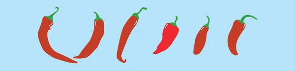 Set Von Hot Pepper Cartoon Design Vorlage Mit Verschiedenen Modellen — Stockvektor