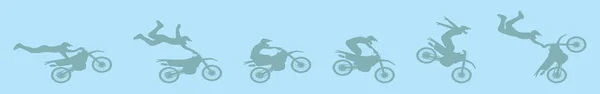Zestaw Szablonów Kreskówek Motocross Różnymi Modelami Nowoczesny Wektor Ilustracji Izolowane — Wektor stockowy