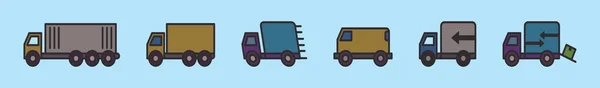 Set Van Bewegende Bestelwagen Cartoon Pictogram Ontwerp Template Met Verschillende — Stockvector