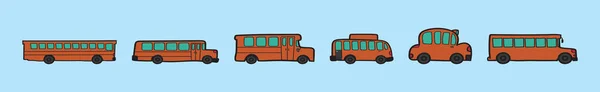 Set Van Schoolbus Cartoon Pictogram Ontwerp Template Met Verschillende Modellen — Stockvector