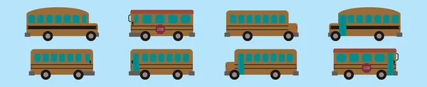 Sada Školní Autobus Karikatura Ikony Design Šablony Různými Modely Moderní — Stockový vektor