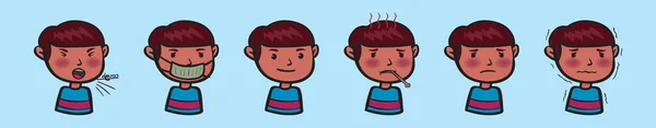 Conjunto Niño Enfermo Icono Dibujos Animados Plantilla Diseño Con Varios — Vector de stock