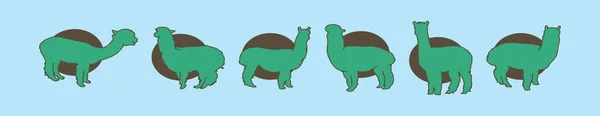 Conjunto Alpaca Desenho Animado Ícone Modelo Com Vários Modelos Ilustração — Vetor de Stock