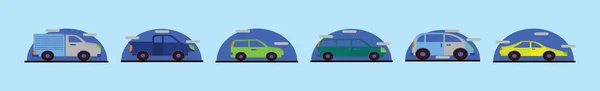 Σύνολο Καρτούν Εικονίδιο Του Αυτοκινήτου Πρότυπο Σχεδιασμού Διάφορα Μοντέλα Σύγχρονη — Διανυσματικό Αρχείο