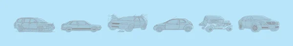 Serie Modelli Icone Del Cartone Animato Auto Con Vari Modelli — Vettoriale Stock