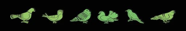 Conjunto Plantilla Diseño Icono Dibujos Animados Pájaro Paloma Con Varios — Archivo Imágenes Vectoriales