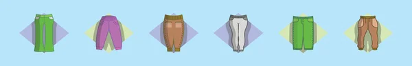 Conjunto Pantalones Dulces Icono Dibujos Animados Plantilla Diseño Con Varios — Vector de stock