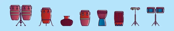 Conjunto Conga Icono Dibujos Animados Plantilla Diseño Con Varios Modelos — Vector de stock