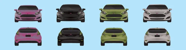 Ensemble Ford Fiesta Dessin Animé Icône Modèle Conception Avec Divers — Image vectorielle