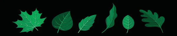 Conjunto Hojas Logotipo Plantilla Diseño Icono Dibujos Animados Moderno Con — Vector de stock