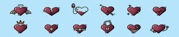 Set Heart Cartoon Icon Design Template Various Models Modern Vector — Stock Vector