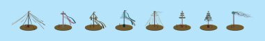 Set of maypole cartoon icon design template with various models. modern vector illustration isolated on blue background vector Set of maypole cartoon icon design template with various models. modern vector illustration isolated on blue background vector