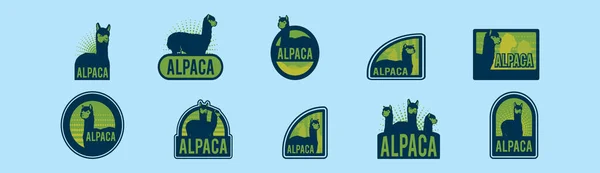 Uppsättning Alpaca Logotyp Tecknad Ikon Design Mall Med Olika Modeller Royaltyfria illustrationer