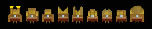 Uppsättning Pipa Orgel Tecknad Ikon Design Mall Med Olika Modeller Royaltyfria illustrationer
