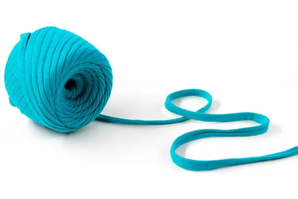 Skein of turquoise knitted yarn isolated on white background — Stock Photo, Image