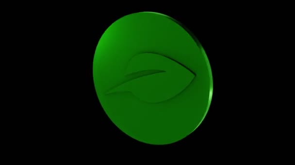 Green chia coin rotating on black background. Chia eco crypto currency, 3D rendering. Lopped animation — 图库视频影像