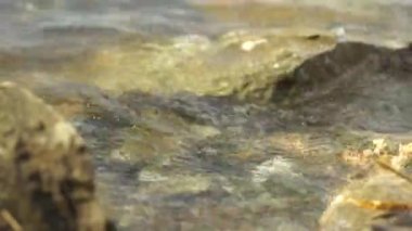 Kayalara küçük dalgalar çarpıyor. Sakinleştirici su meditasyon videosu (kusursuz döngü))