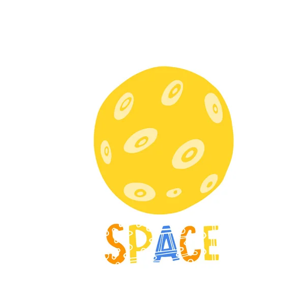 Yellow Moon Vector Isolated Illustration Moon Space Printing Children Room — Stock Vector