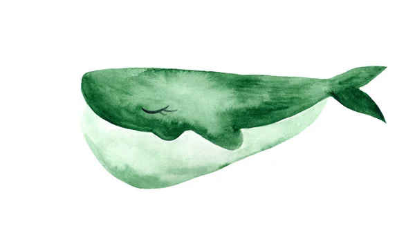 Aquarelle Baleine Bleue Impression Enfant Pour Décoration Vêtements Tissus Avec — Photo