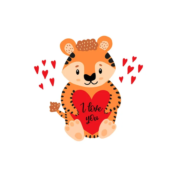 Feliz Día San Valentín 2022 Año Del Tigre Ilustración Vectorial — Vector de stock