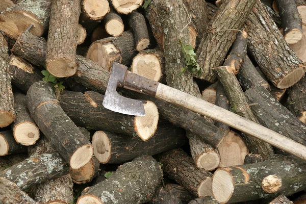 Firewood and axe — Stock Photo, Image