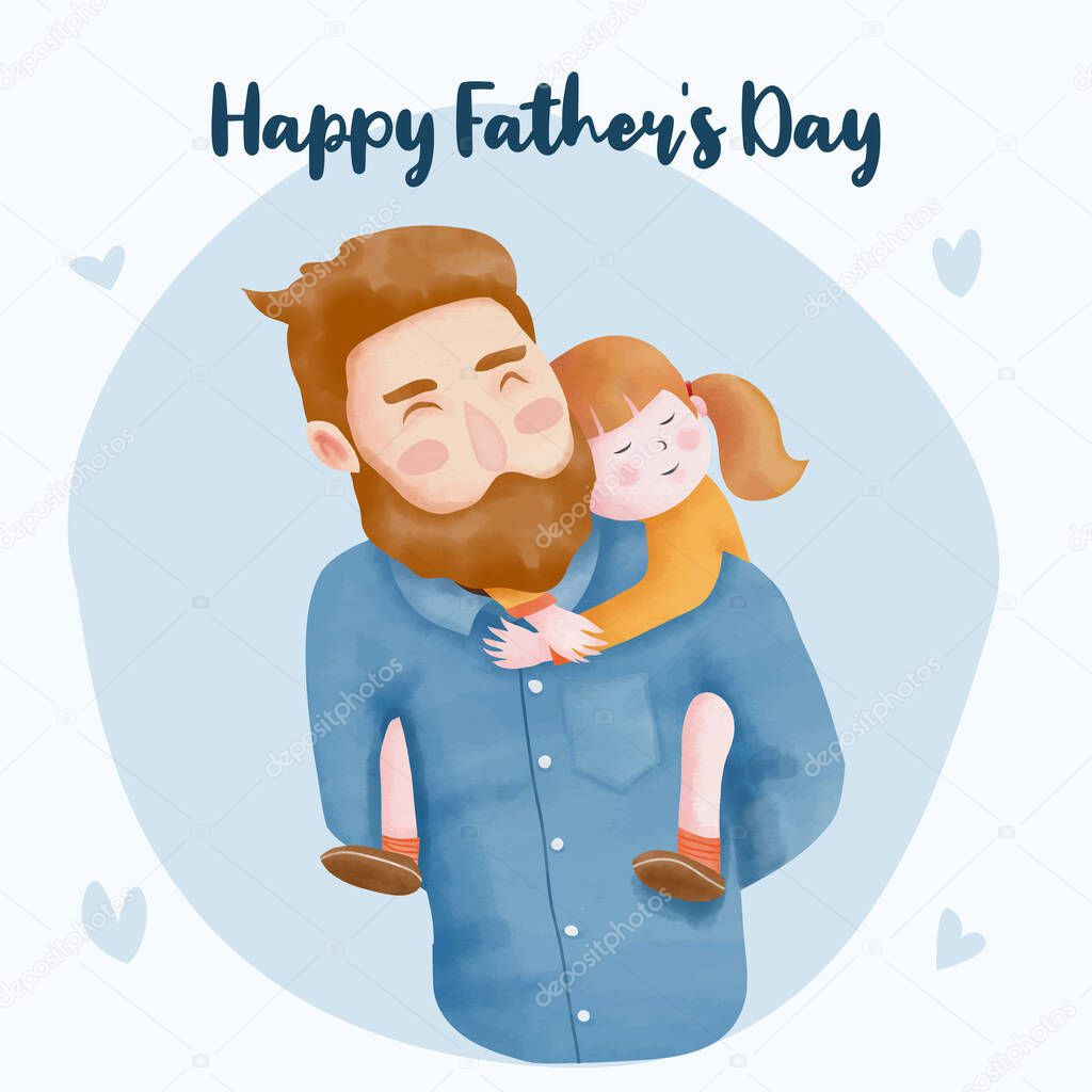 Watercolor fathers day illustration