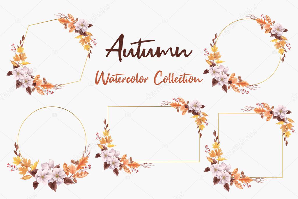 Watercolor Autumn Foliage Frames
