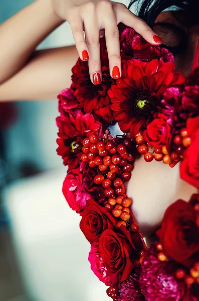 Red Flowers Heart — Stok Foto