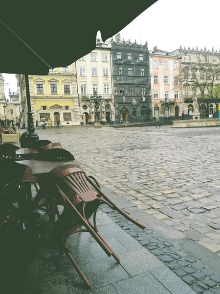 Terrace Cafe with folded — Stock Photo, Image